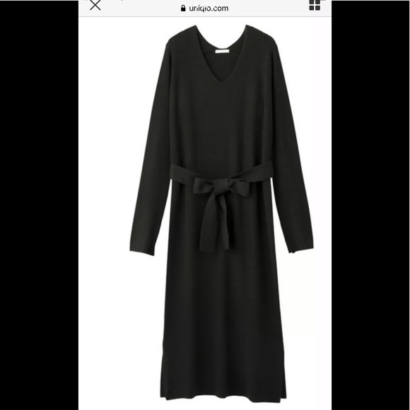 Uniqlo ribbed sweater knit dress black S - Picture 1 of 6